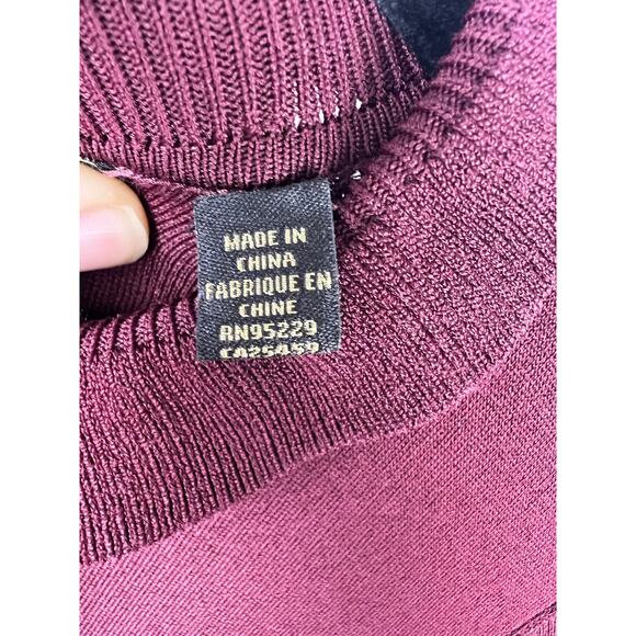 Ted Baker Zadi Dress Burgundy Fit & Flare Satin Skirt Frill Cuff Ruffle Neck - Picture 6 of 15